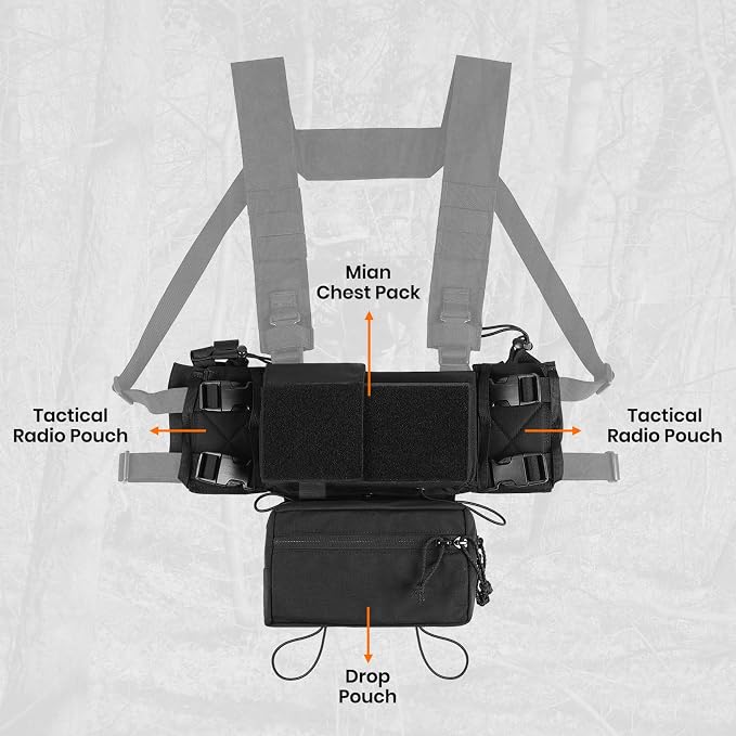 Tactical Chest Rig, MOLLE Compatible Plate Carrier System, 5.56/7.62 Mag Pouches - Image 5