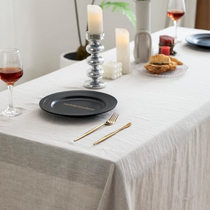 EVERLY100% Pure Linen Rectangle Tablecloths 144Lx60WInch - Image 4