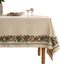 ISAENNE Designer Christmas Linen Small Square Tablecloth, Light Beige Western by Isaennehomedecoration