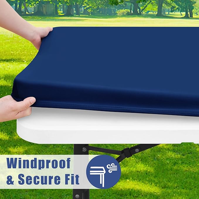 Spandex 8 Foot Rectangle Table Cloth 6 Pack, Elastic Fitted Tablecloths - Image 3