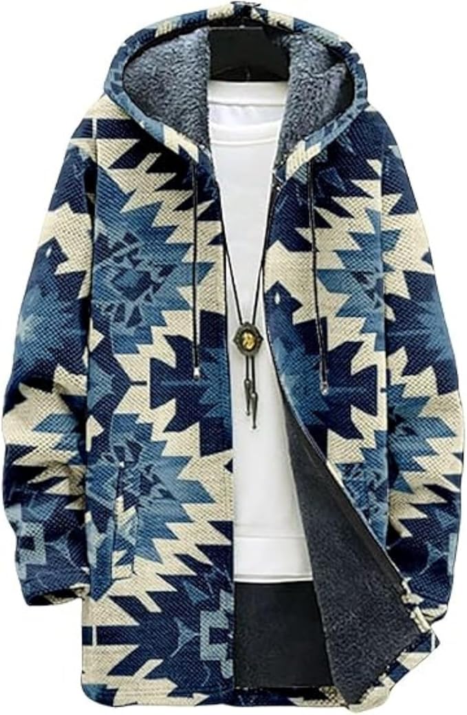 Men's Hooded Sweater Coat Knit Fleece Lined Long Cardigan Jacket by Unknown
