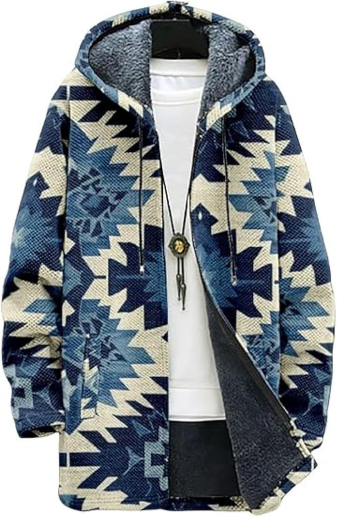 Men's Hooded Sweater Coat Knit Fleece Lined Long Cardigan Jacket by Unknown
