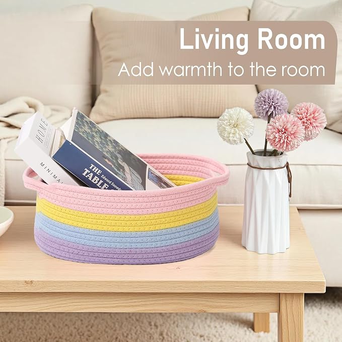Woven Basket, Small Rope Storage Bin - Image 7