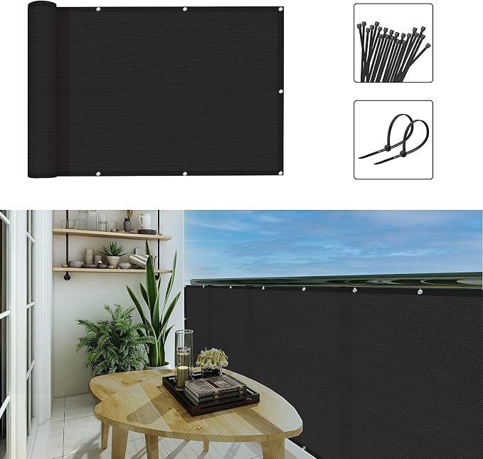 3'x10'Balcony Privacy Screen Cover Fence Cover UV Protection Weatherproof - Image 7