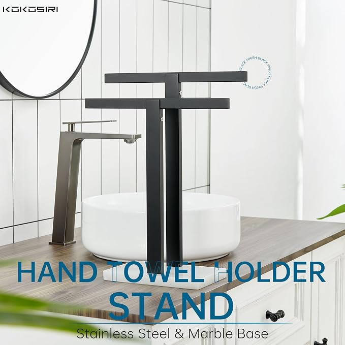 KOKOSIRI Hand Towel Bars Matte Black Towel Racks - Image 3