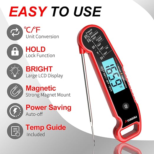 Atogou Professional Food & Meat Thermometer, 1 Sec Instant Read & ±0.5℉ Accuracy - Image 5