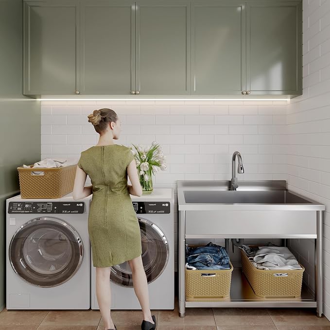 Stainless Steel Utility Sink, Large Freestanding Laundry Sink - Image 6