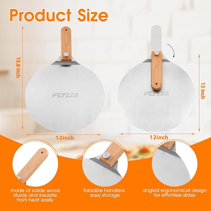 12 inch Stainless Pizza Peel for Large Oven, Pizza Spatula - Image 3
