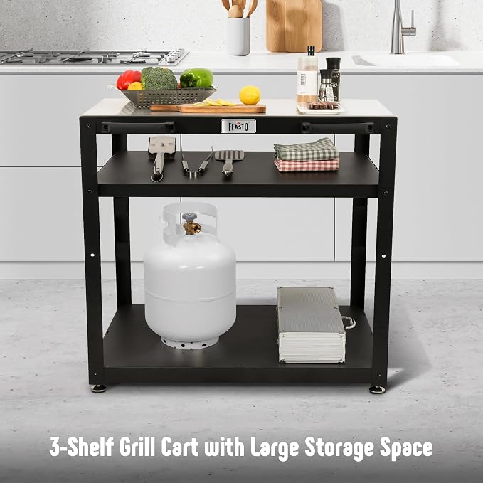 36''x 24'' Large Movable Pizza Oven Table - Image 7