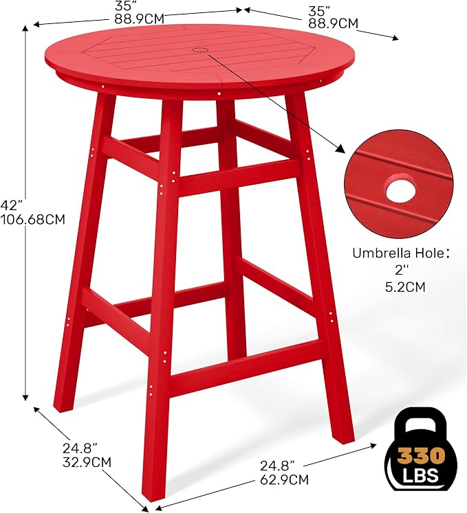 Costaelm Patio Bistro Table, Outdoor Bistro Dining Pub Table - Image 3