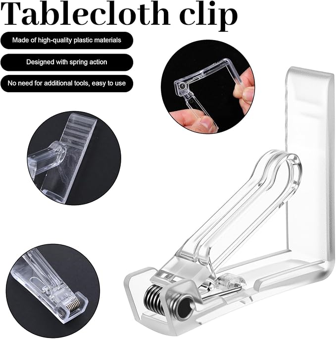 48 Pieces Clear Tablecloth Clips Plastic Loaded Table Cover Holder Clamps Table - Image 3