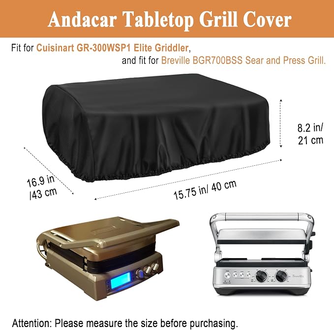 Tabletop Grill Cover for Cuisinart GR-300WSP1 Elite Griddler, Heavy Duty - Image 3