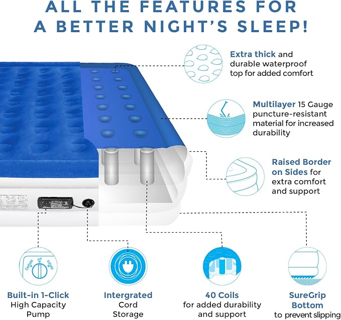 SoundAsleep Products Dream Series Luxury Air Mattress, ComfortCoil Technology - Image 6