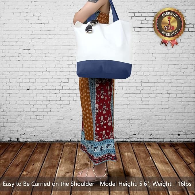 TOPDesign 1-Pack Super Strong Large 12oz Cotton Canvas Tote Bag, Reusable - Image 2