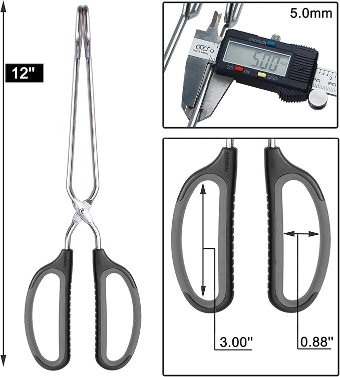 Scissor Tongs with Comfort-Grip Handle 12-Inch Cooking Tongs - Image 3