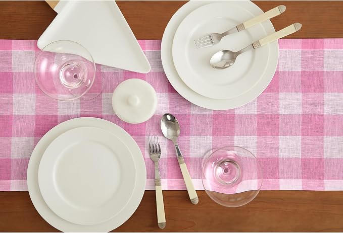 Solino Home Linen Checkered Table Runners 72 Inches Long - Image 3