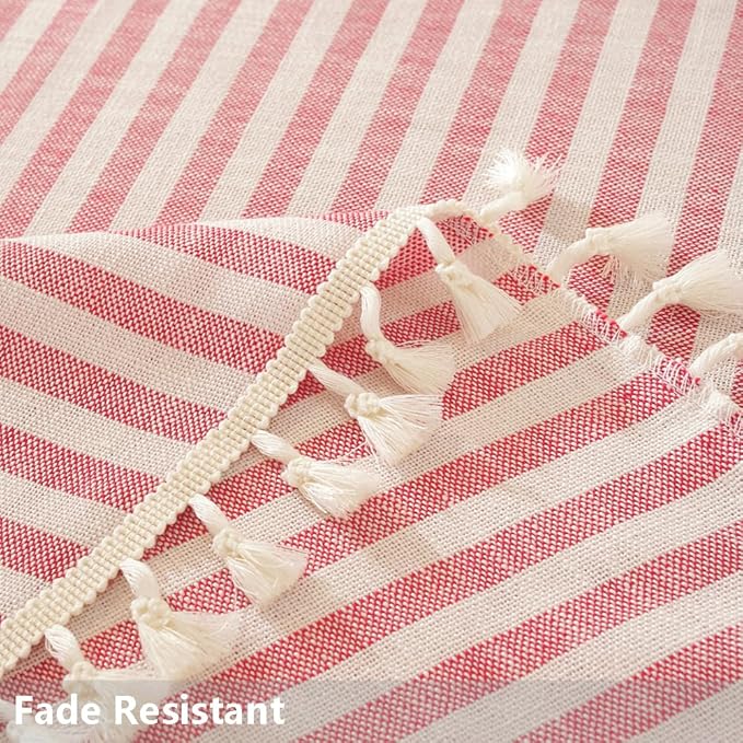 TruDelve Round Tablecloth 60 Inch Red and White Striped Cloth Tablecloths - Image 4