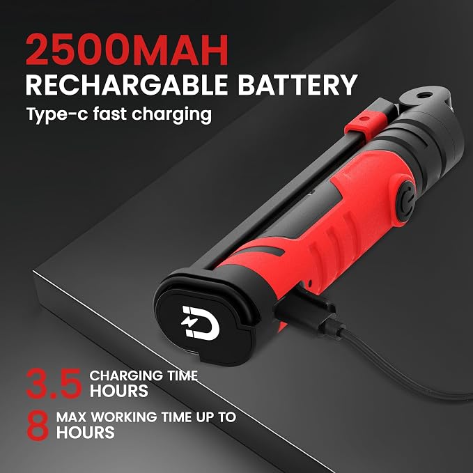 Rechargeable Work Light 2500mAh Magnetic LED Work Light Flashlight Mechanic - Image 7
