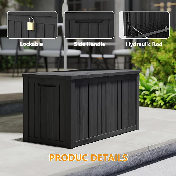 180 Gallon Outdoor Storage Box Waterproof, Resin Deck Boxes - Image 3