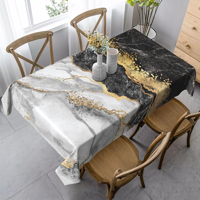 Worltoldb Marble Print Tablecloths Polyester Table Cloth - Image 4
