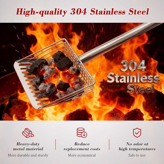Ash Sifter Shovel for Fireplace Fire Pit Wood Stove, 43Inch Long Handle Metal - Image 4