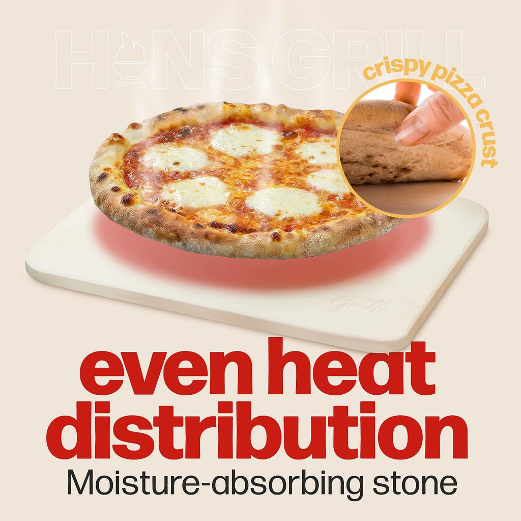Rectangular Pizza Stone with Peel, 15 x 12 Inch Cordierite Stone – close-up