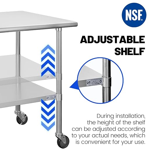 Hally Stainless Steel Table for Prep & Work 24 x 72 Inches - Image 7