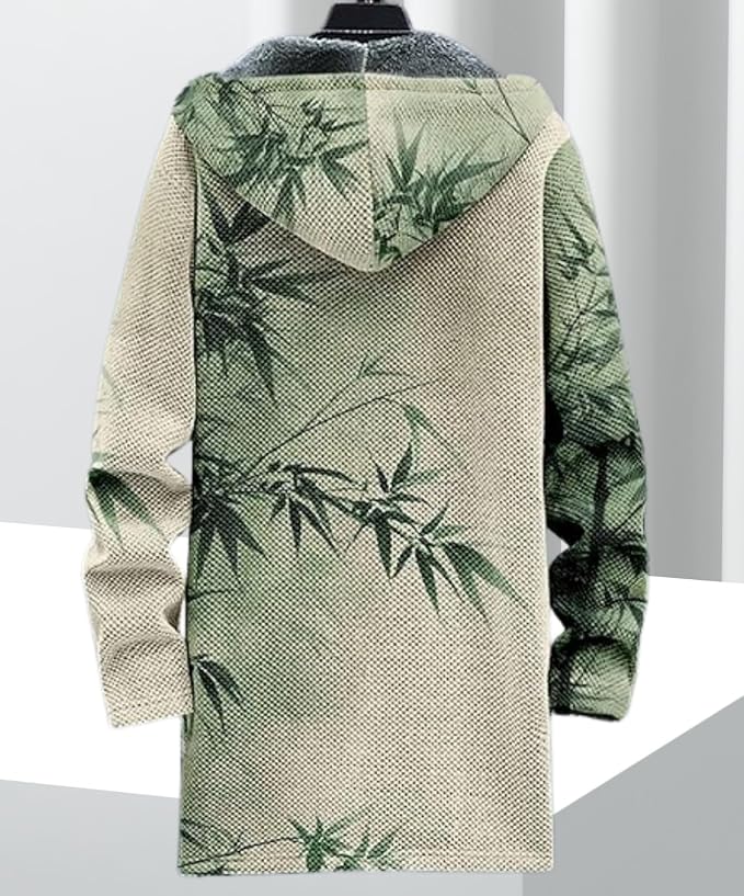 Men's Hooded Sweater Coat Knit Fleece Lined Long Cardigan Jacket - Image 2