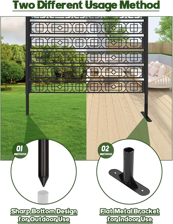 6FT Metal Privacy Screen for Outdoor, Kalolary Privacy Fence Screen - Image 3