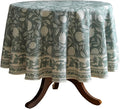 ISAENNE Designer Grayish Green Linen Small Round Tablecloth, Floral Stain by Isaennehomedecoration