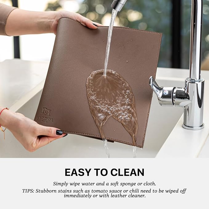Faux Leather Placemats Set of 6 Vinyl Washable Wipeable Table Mats - Image 4