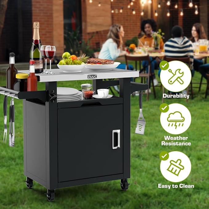 Nuuk Grill Table with Storage Cabinet, Outdoor Bar Cart Pizza Oven Table with - Image 5