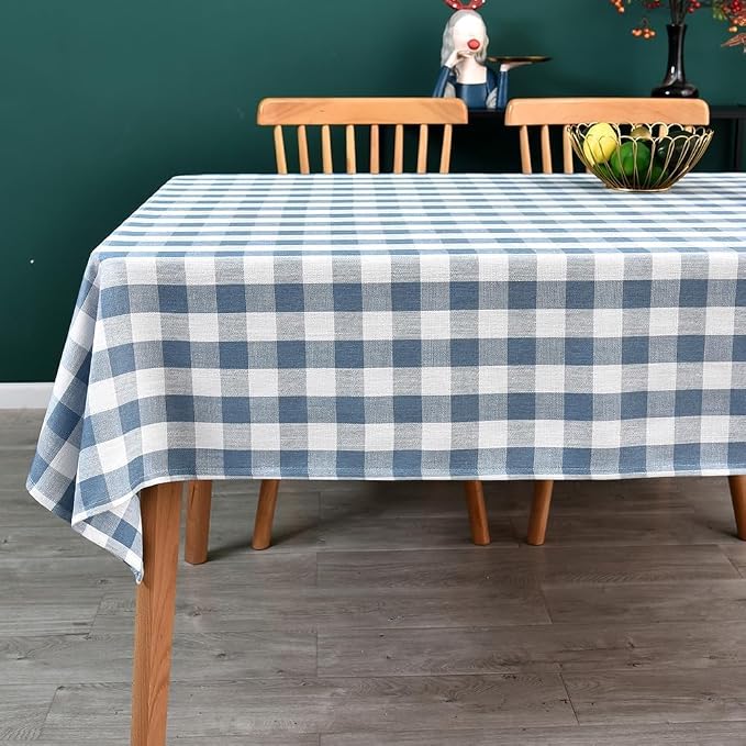 Gingham Table Cloth for Rectangle Tables Sky Blue Checkered Plaid Tablecloth by Yofori