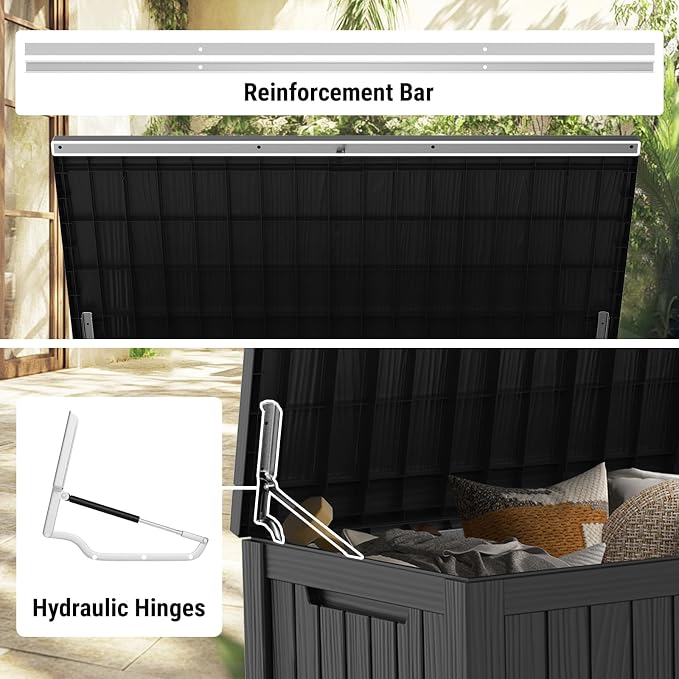 Mars Villa 180 Gallon Outdoor Storage Box, Large Waterproof Resin Deck Box - Image 5