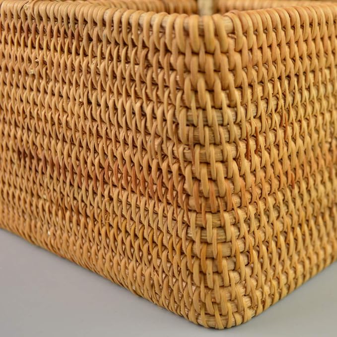 i-lan Natural Rattan 4 Compartments Cooking Utensil Silverware Organizer Holder - Image 3