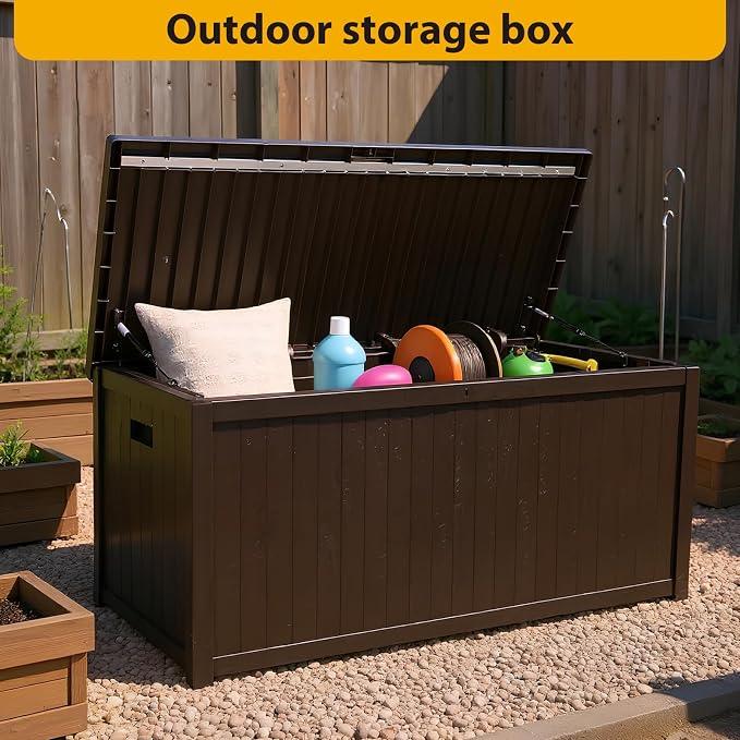 ETOYA Extra Wide Deck Box with Seat, Large Lockable Outdoor Storage Bench - Image 3