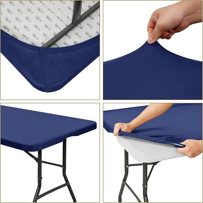 6 Pack Stretch Fabric Table Top Cap Cover, fits 6' Tables, Spandex Table Covers - Image 5