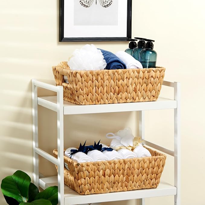 Wicker Baskets 2 Pack, Water Hyacinth Wicker Storage Basket - Image 6