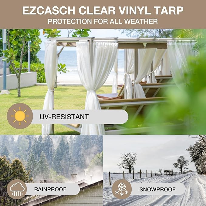 20 Oz Outdoor Vinyl Curtain, Outdoor Clear Panel Curtain, Weather Resistant - Image 5