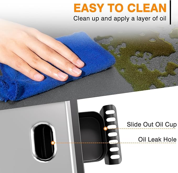 2 Burner Foldable Gas Griddle, 28 Inch Stainless Steel Portable Detachable - Image 3