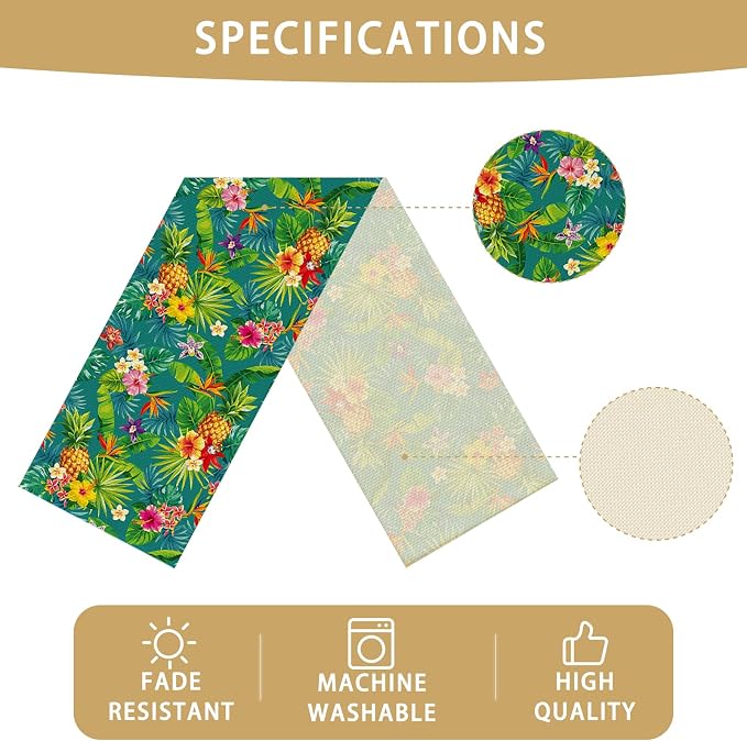 Tropical Pineapple Table Runner Burlap Kitchen Dining Linen Table Decoration - Image 6