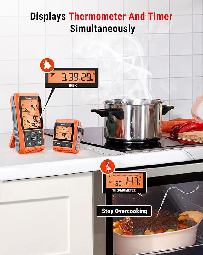 ThermoPro TP826 500FT Wireless Meat Thermometer, Dual Meat Probe Cooking - Image 4
