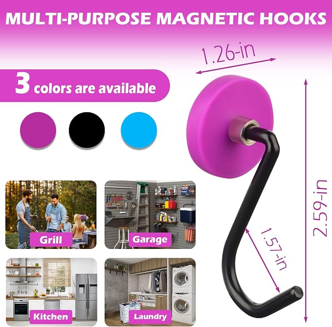 Magnetic Grill Hooks, 4 Pack Heavy Duty Magnet Hooks - Image 6