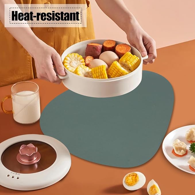 Faux Leather Placemats Set of 6 Reversible, Round PU Placemat - Image 5