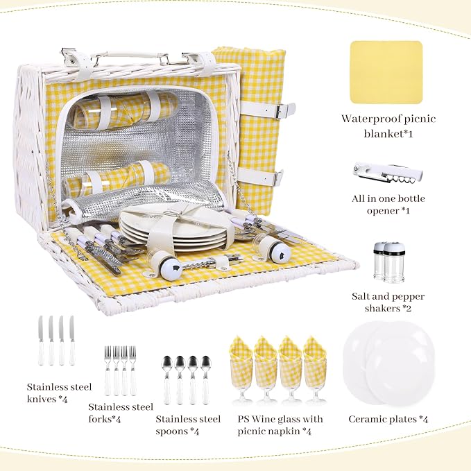 Neti Neti Wicker Picnic Basket for 4 - Image 7
