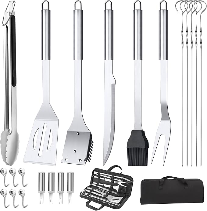 Barbecue Tool Set, 22-Piece Stainless Steel Grill Utensils with Carry Bag