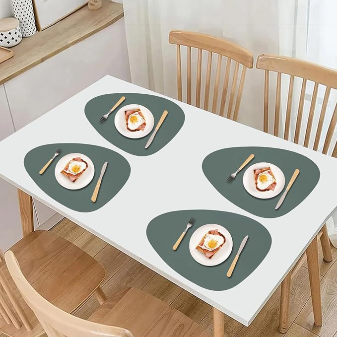 Faux Leather Placemats Set of 6 Reversible, Round PU Placemat - Image 7