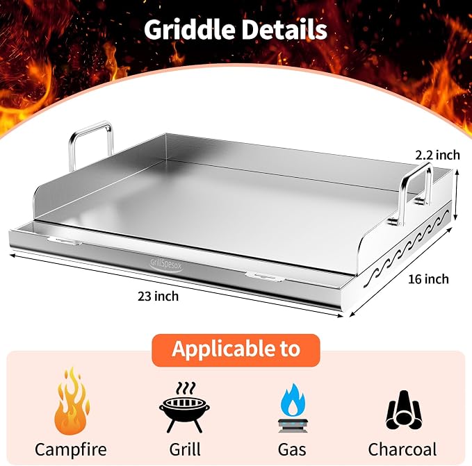 Stainless Steel Griddle for Gas Grill, Flat Top Grill - Image 7