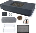 Elementi+ | Bundle Cannes Gas Fire Pit Cast Concrete 60" Rectangular Fire Table by AMSFireplaceInc