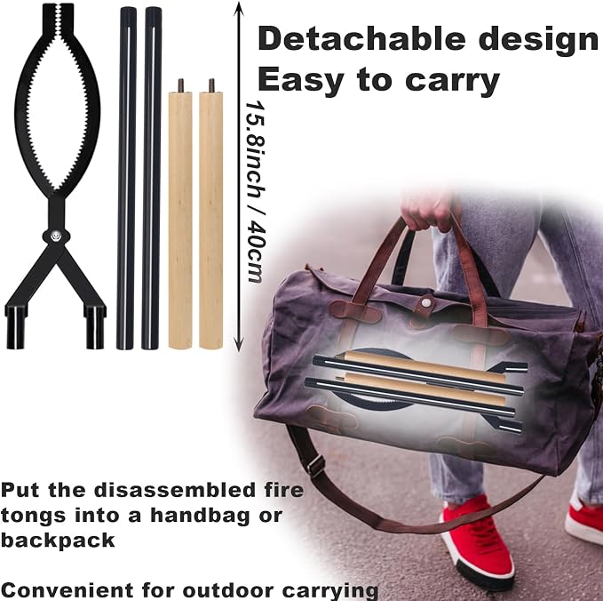 Heavy Duty Firewood Tongs – 42" Large Fireplace Tongs Log Grabber - Image 5